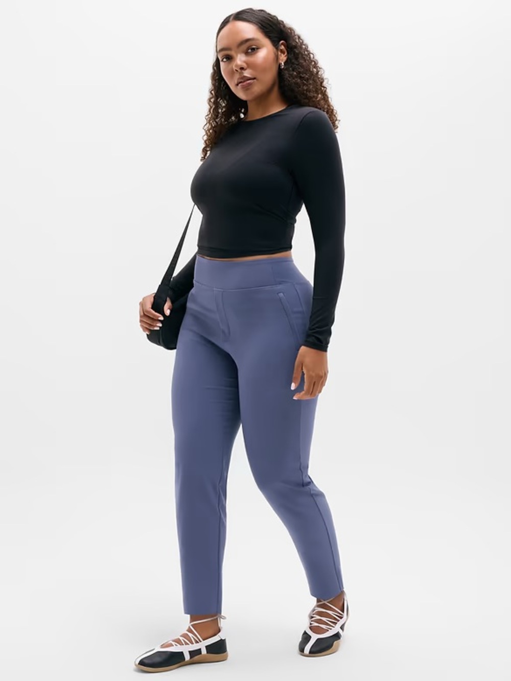 Athleta Endless High Rise Pant Textured Stretch Tapered Fit Celestial 0 Petite